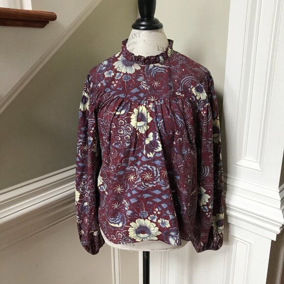 Ulla Johnson Floral Burgundy Blouse - Picture 4 of 14